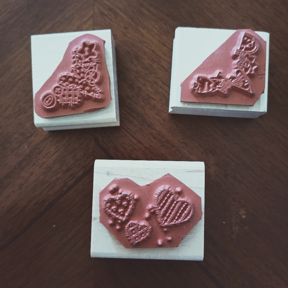 Lot of 3 'stampin' up! Vintage heart rubber stamps - Picture 2 of 3